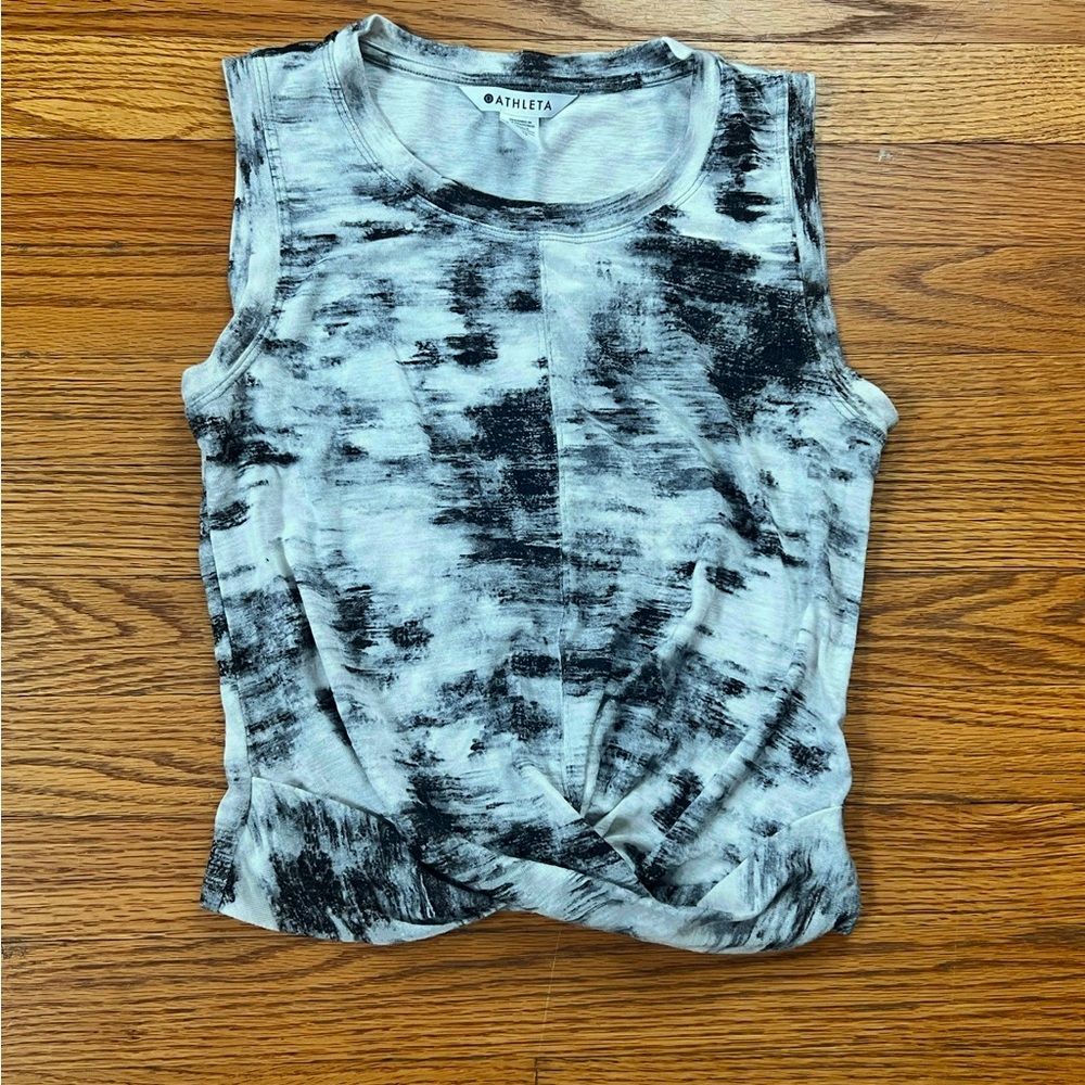 Athleta Blue Sleeveless Muscle Tee with Tie Front